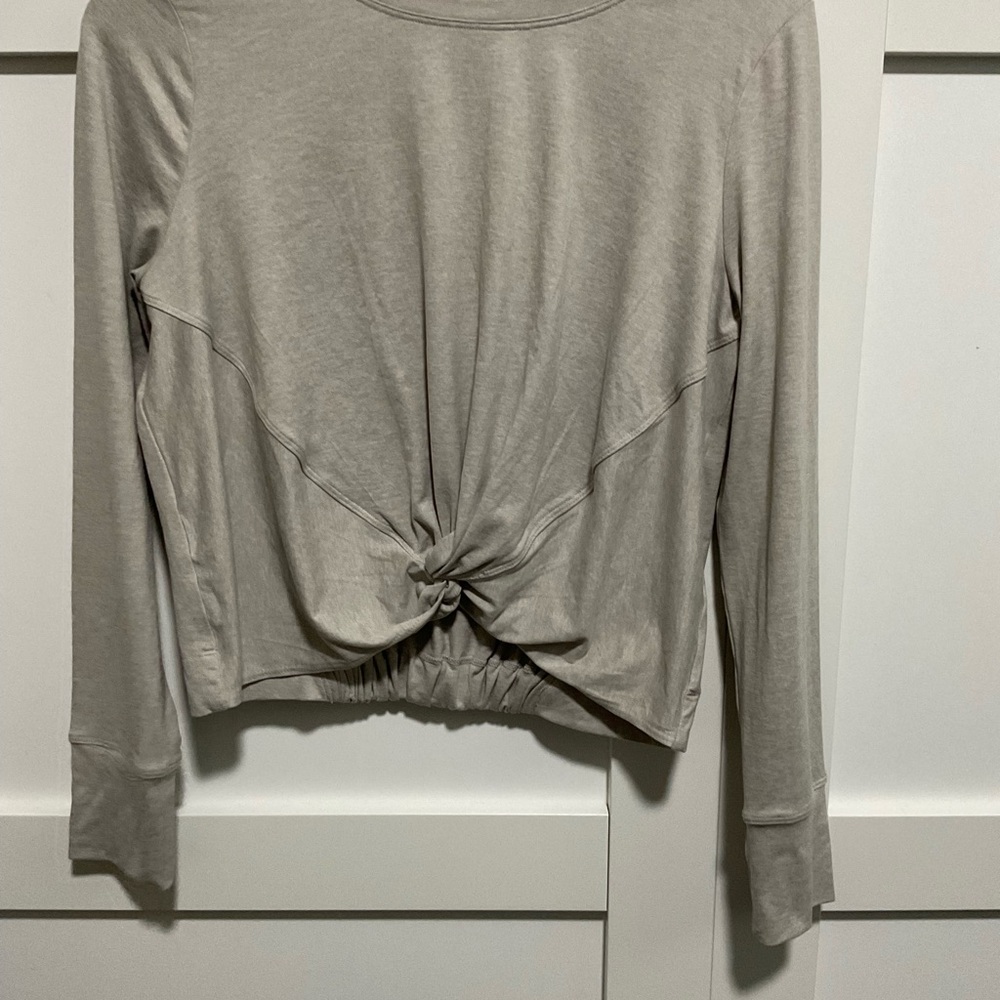 Yogalicious Taupe Knotted Long Sleeve Top